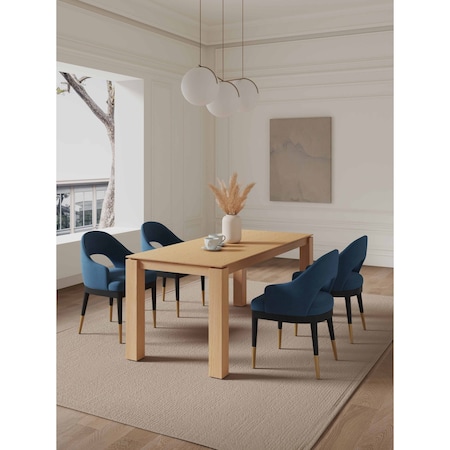 Manhattan Comfort 5-Piece Rockaway 70.86 Dining Set with 4 Carrington Chairs in Natural and Midnight Blue 4-DT02DC089AR-NABL